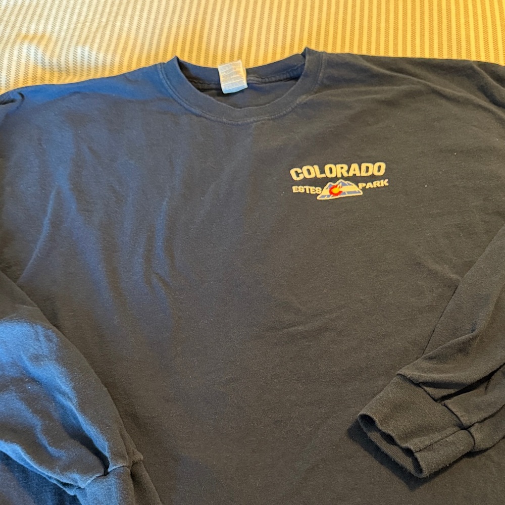 Colorado Estes Park Navy Blue Long Sleeve Gildan 100% Cotton Tee T Shirt XXL